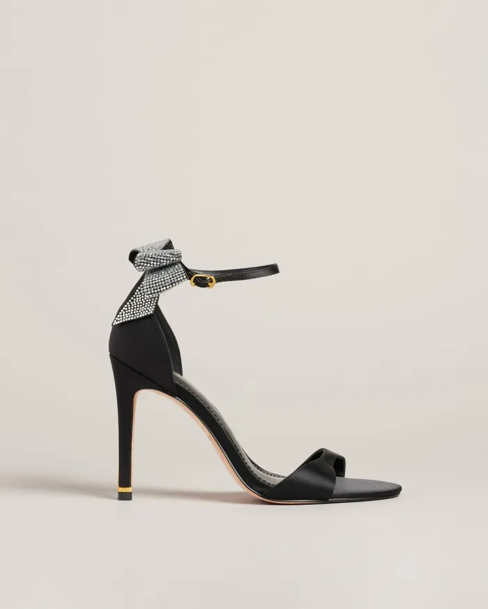 Women HEMARY 8211 Satin Crystal Bow Back Sandals Black Ted Baker Sandals and Sliders