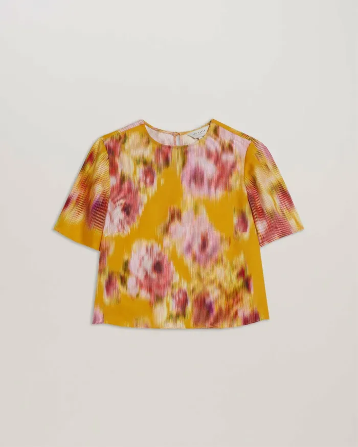 Women HITAKU 8211 Cropped Floral Print Woven Top Orange Ted Baker Tops and Blouses