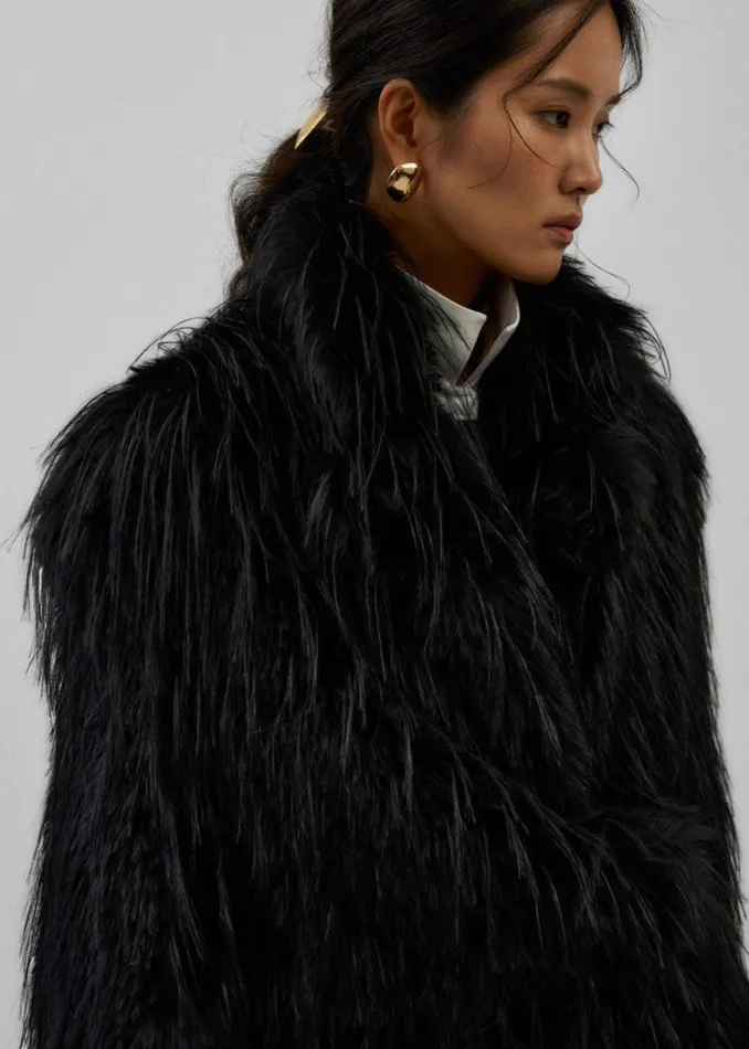 Women Hythe Faux Fur Coat 8211 Black The Frankie Shop Outerwear