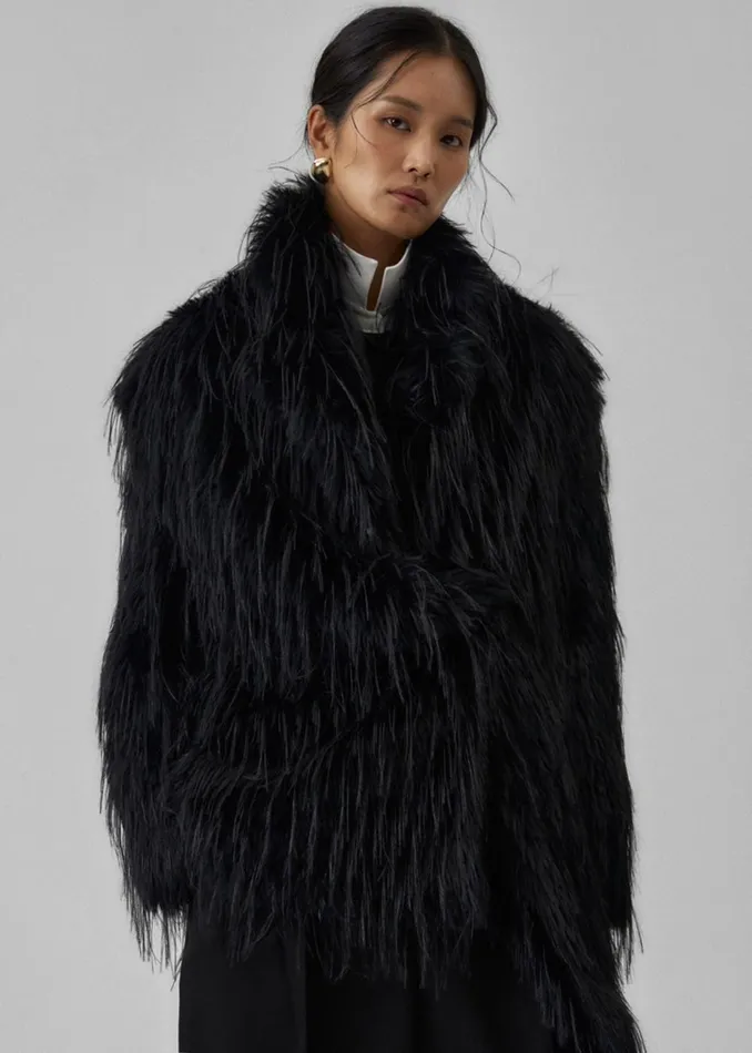 Women Hythe Faux Fur Coat 8211 Black The Frankie Shop Outerwear