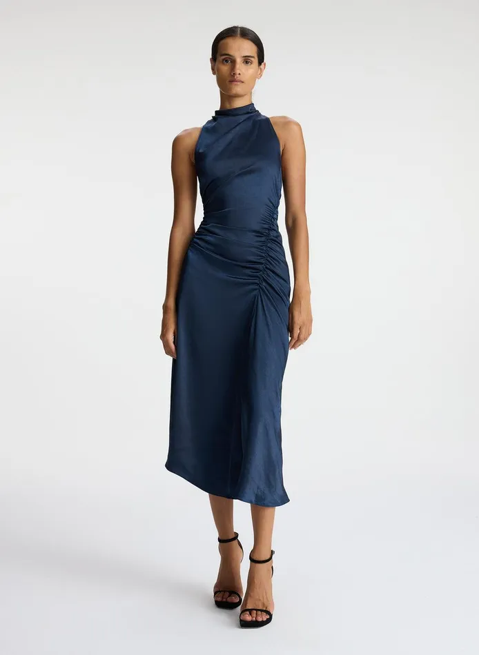 Women Inez Satin Midi Dress Dark Sapphire ALC Dresses
