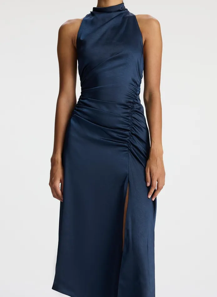 Women Inez Satin Midi Dress Dark Sapphire ALC Dresses