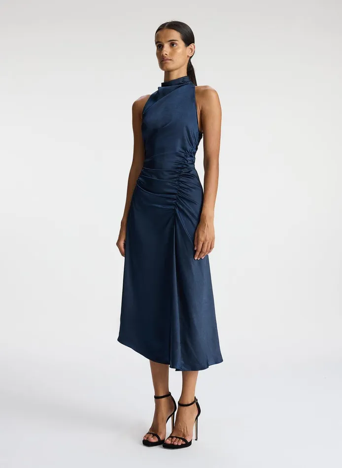 Women Inez Satin Midi Dress Dark Sapphire ALC Dresses