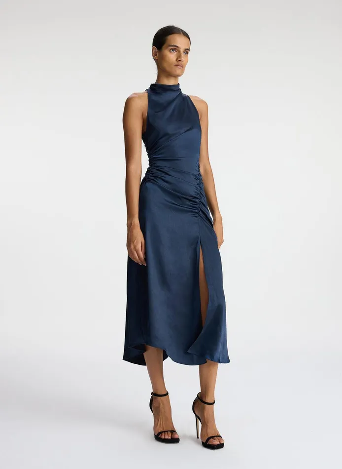 Women Inez Satin Midi Dress Dark Sapphire ALC Dresses