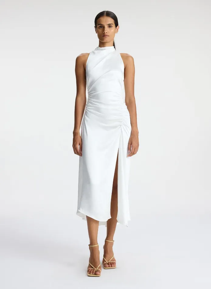 Women Inez Satin Midi Dress Whisper White ALC Dresses