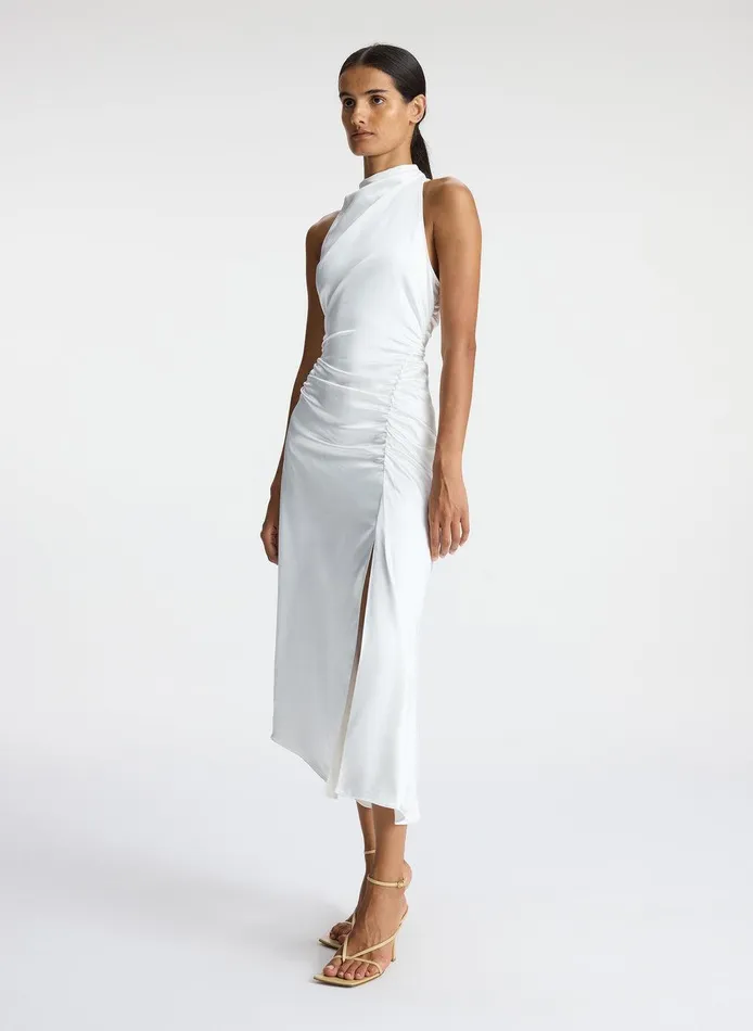 Women Inez Satin Midi Dress Whisper White ALC Dresses