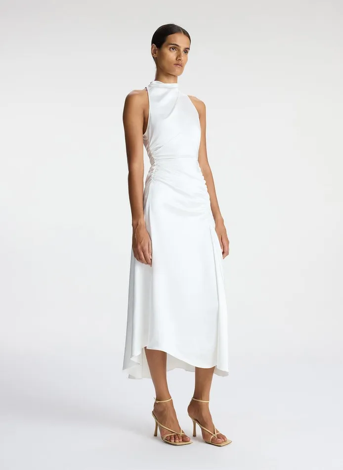 Women Inez Satin Midi Dress Whisper White ALC Dresses