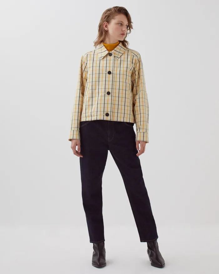 Women Jacket Check Beige Comptoir Des Cotonniers Coats and Jackets