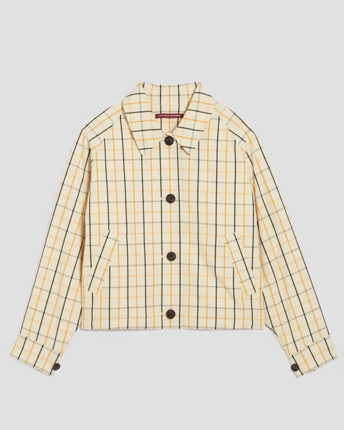 Women Jacket Check Beige Comptoir Des Cotonniers Coats and Jackets