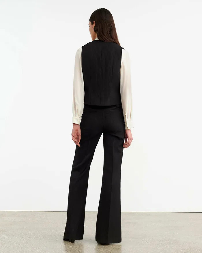 Women Jackets and Blazers Nili Lotan ANGELINA VEST Black Pinstripe