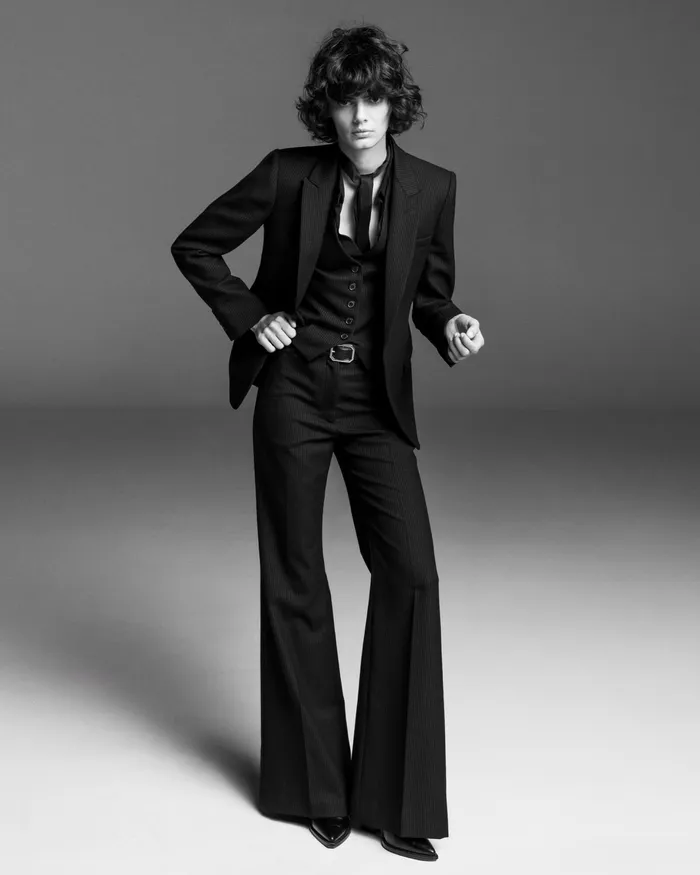 Women Jackets and Blazers Nili Lotan ANGELINA VEST Black Pinstripe