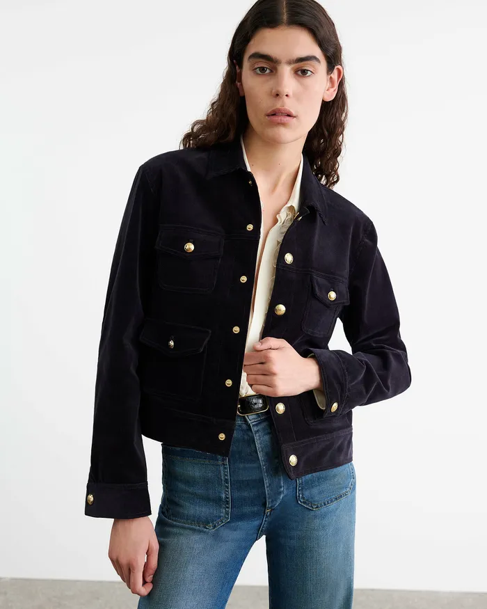 Women Jackets and Blazers Nili Lotan LIZETH CORDUROY JACKET Midnight