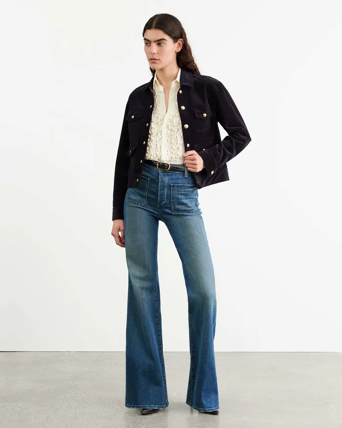 Women Jackets and Blazers Nili Lotan LIZETH CORDUROY JACKET Midnight