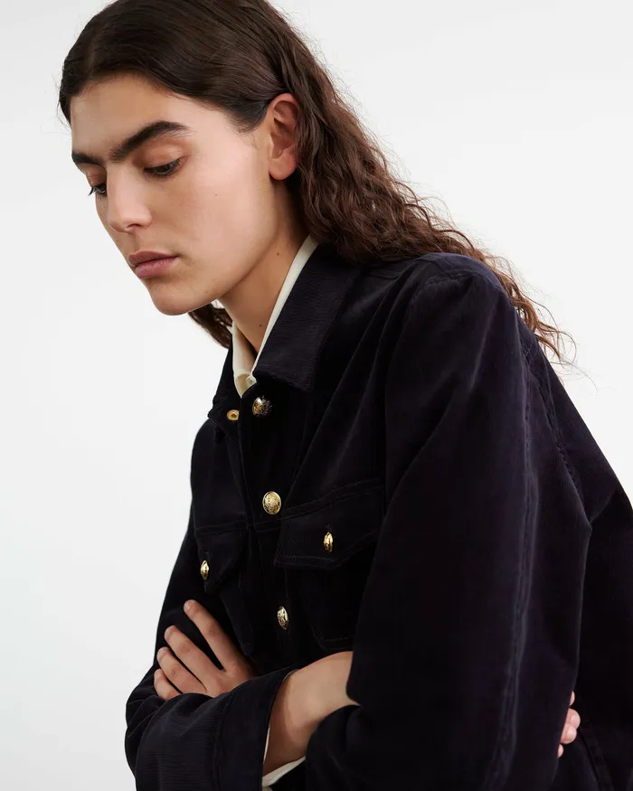 Women Jackets and Blazers Nili Lotan LIZETH CORDUROY JACKET Midnight