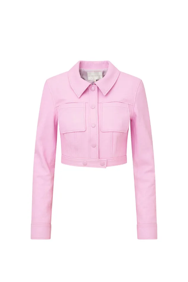 Women Jackets and Coats LoveShackFancy Crayton Leather Jacket Pirouette Pink Women Jackets and Coats LoveShackFancy Crayton Leather Jacket Pirouette Pink