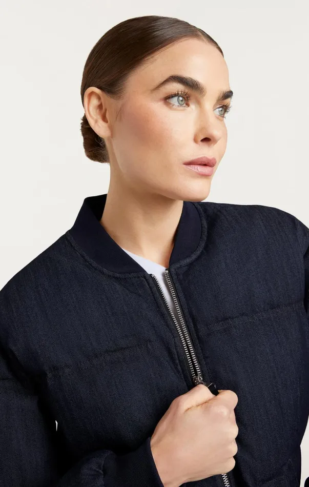 Women Jackets Cinq Sept Denim Maris Puffer Indigo