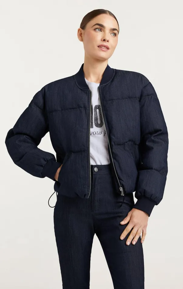 Women Jackets Cinq Sept Denim Maris Puffer Indigo