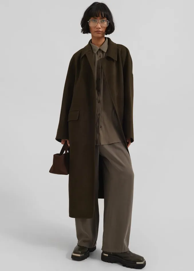 Women Jalhay Oversized Wool Coat 8211 Khaki Brown The Frankie Shop Outerwear