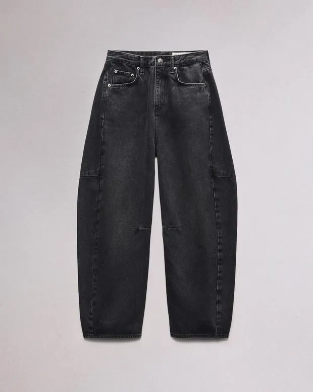 Women Jeans Rag and Bone Charlie BarrelLeg Jean Lightweight Rigid Denim Black Stone