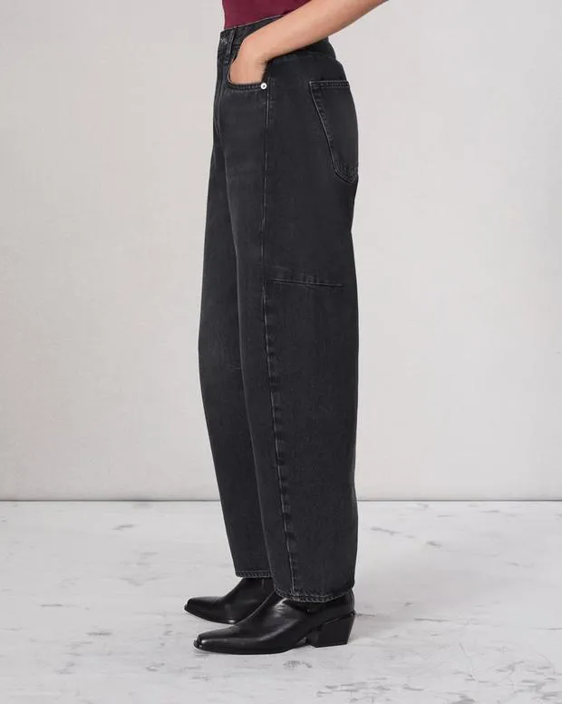 Women Jeans Rag and Bone Charlie BarrelLeg Jean Lightweight Rigid Denim Black Stone