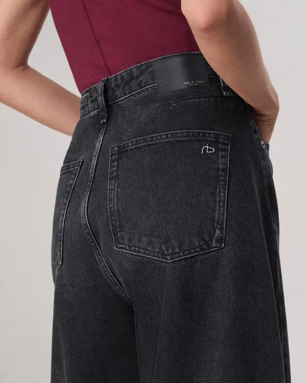 Women Jeans Rag and Bone Charlie BarrelLeg Jean Lightweight Rigid Denim Black Stone