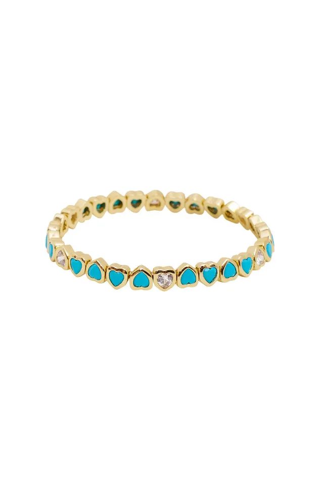 Women Jewelry LoveShackFancy Erin Wachs Small Heart Stretch Bracelet Blue