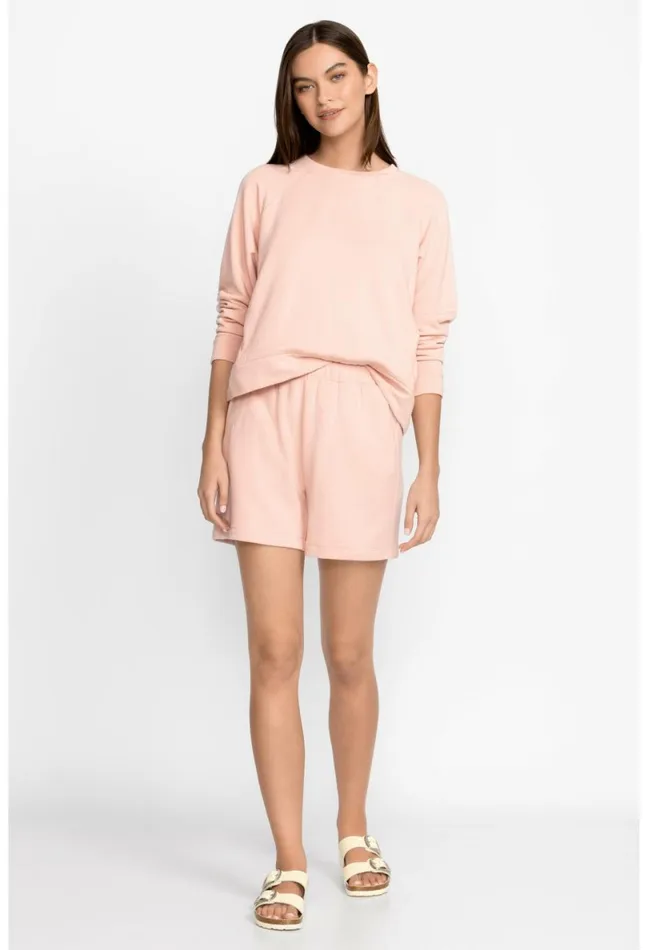 Women Johnny Was Bottoms Fleece Pull On Short Rose Smoke