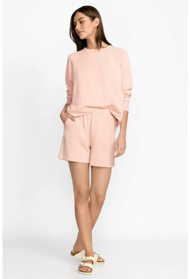 Women Johnny Was Bottoms Fleece Pull On Short Rose Smoke