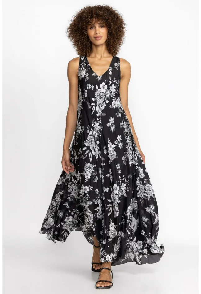 Women Johnny Was Dresses Dreamer Silk Bias Dress Charcoal Dreamer