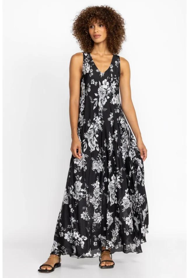 Women Johnny Was Dresses Dreamer Silk Bias Dress Charcoal Dreamer