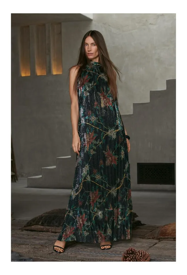 Women Johnny Was Dresses Evelina Metallic Maxi Dress Multi