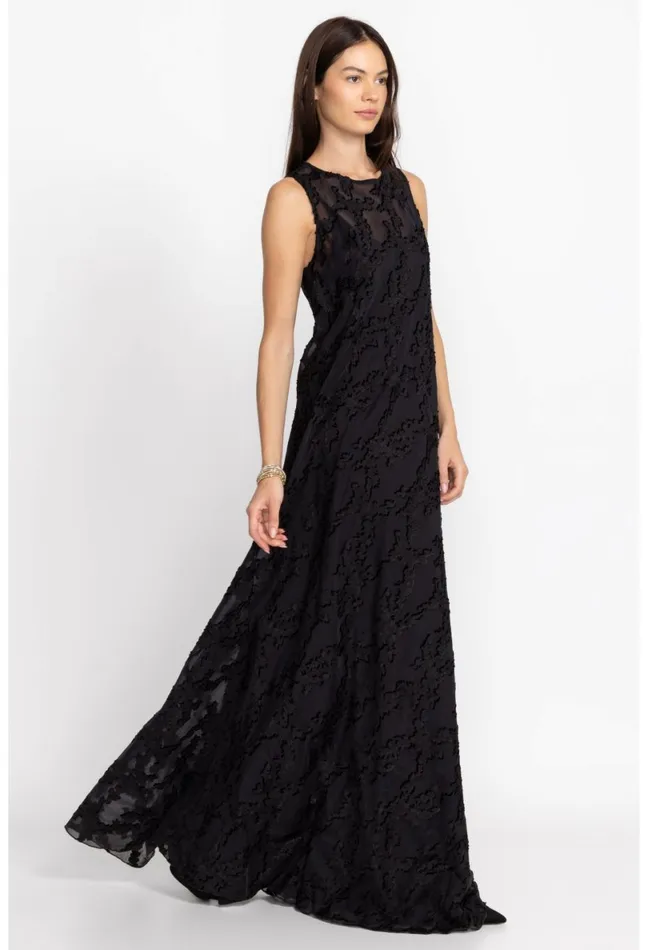 Women Johnny Was Dresses Flower Jacquard Maxi Dress Black