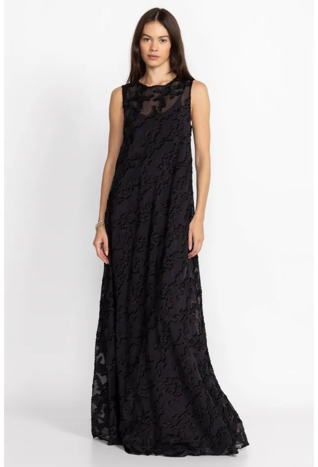Women Johnny Was Dresses Flower Jacquard Maxi Dress Black