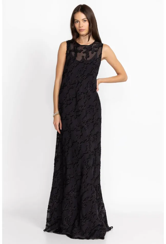 Women Johnny Was Dresses Flower Jacquard Maxi Dress Black