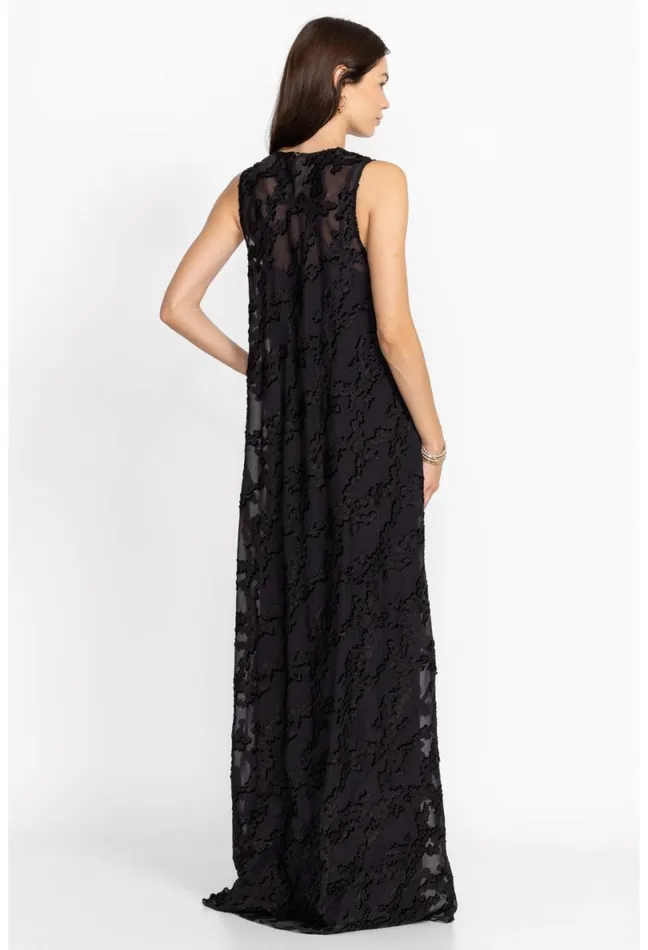 Women Johnny Was Dresses Flower Jacquard Maxi Dress Black