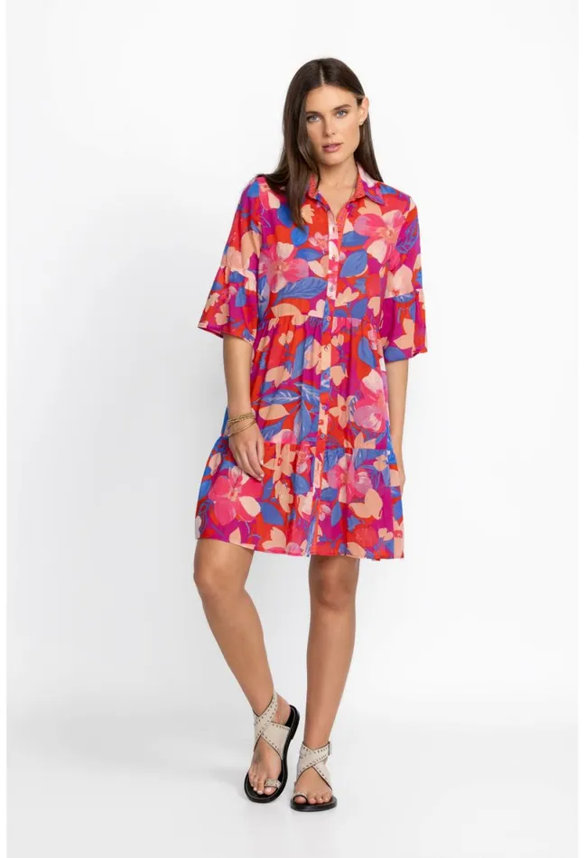 Women Johnny Was Dresses Giverney Gardens Ruffle Sleeve Dress Giverney Gardens