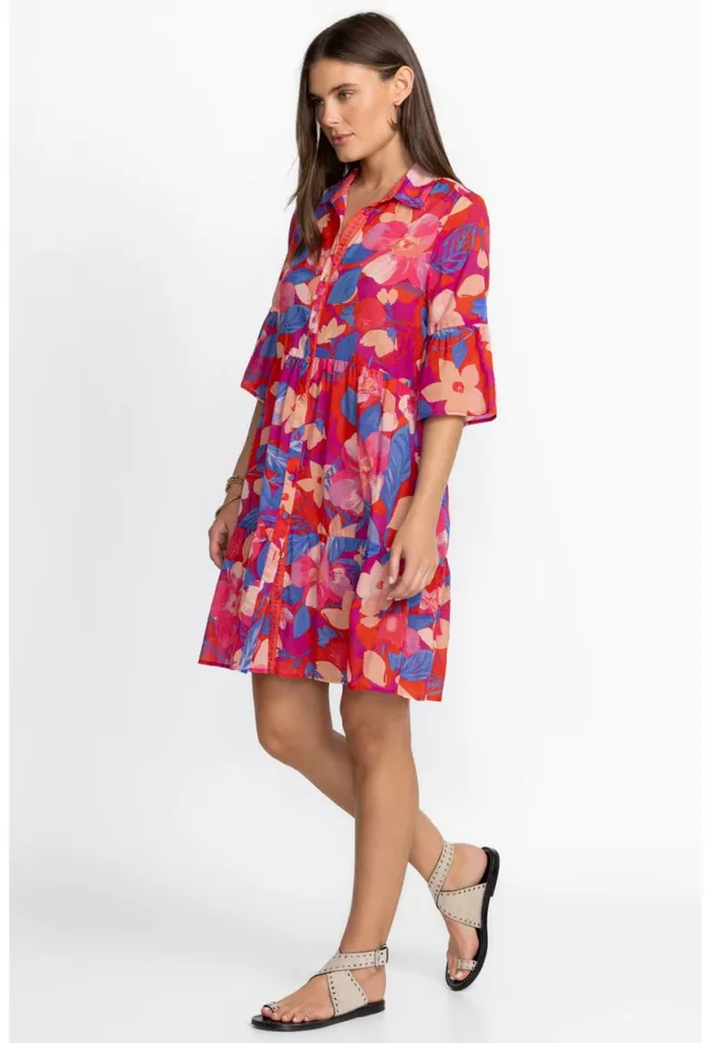 Women Johnny Was Dresses Giverney Gardens Ruffle Sleeve Dress Giverney Gardens