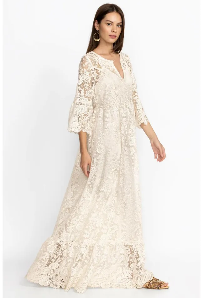 Women Johnny Was Dresses Harper Recycled Lace Maxi Dress Ecru