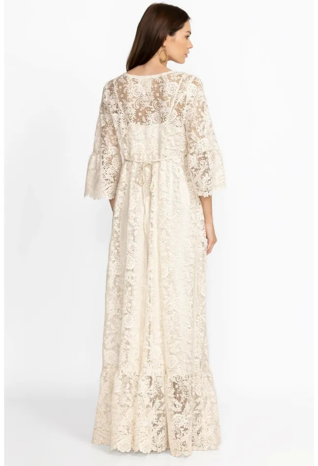 Women Johnny Was Dresses Harper Recycled Lace Maxi Dress Ecru