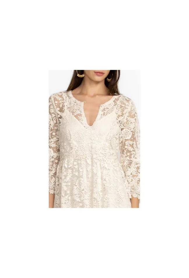 Women Johnny Was Dresses Harper Recycled Lace Maxi Dress Ecru