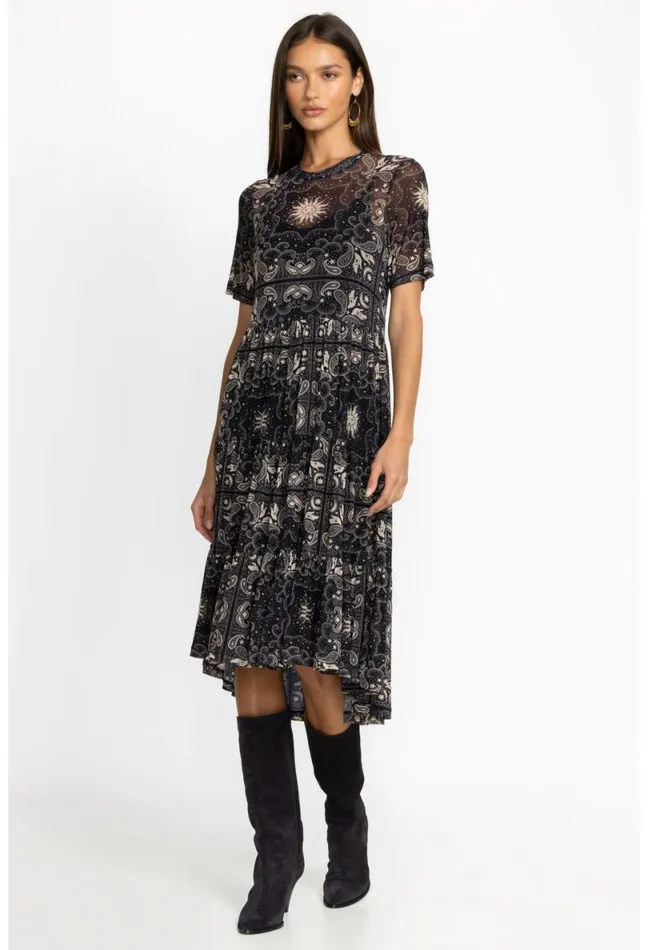 Women Johnny Was Dresses Runa Mesh Tiered Dress Runa