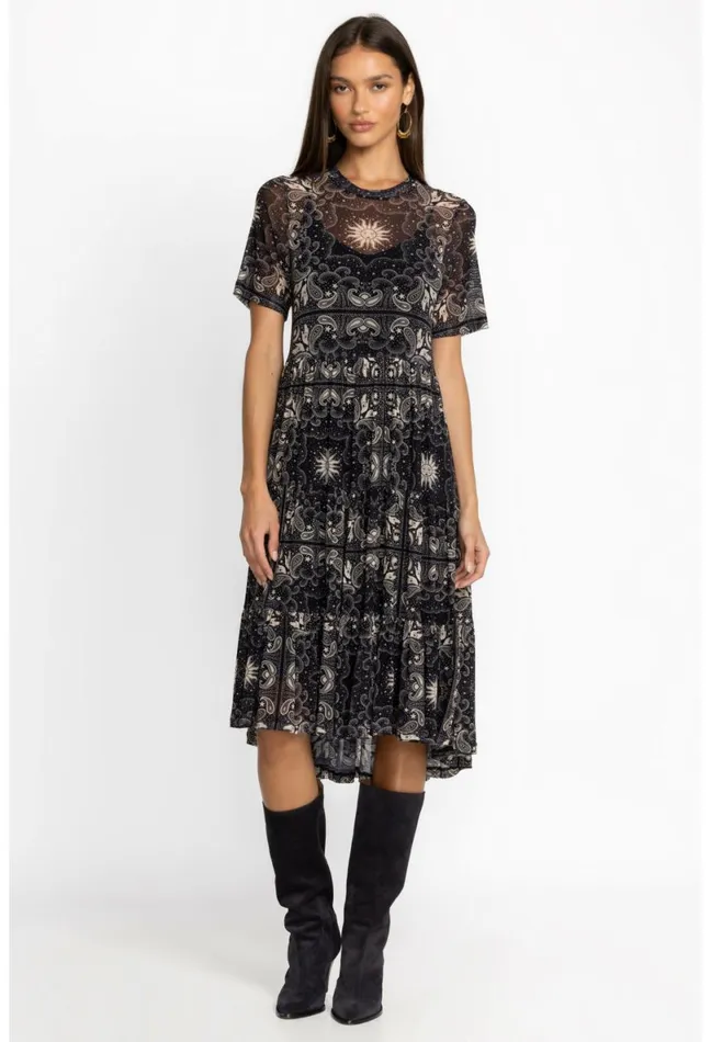 Women Johnny Was Dresses Runa Mesh Tiered Dress Runa