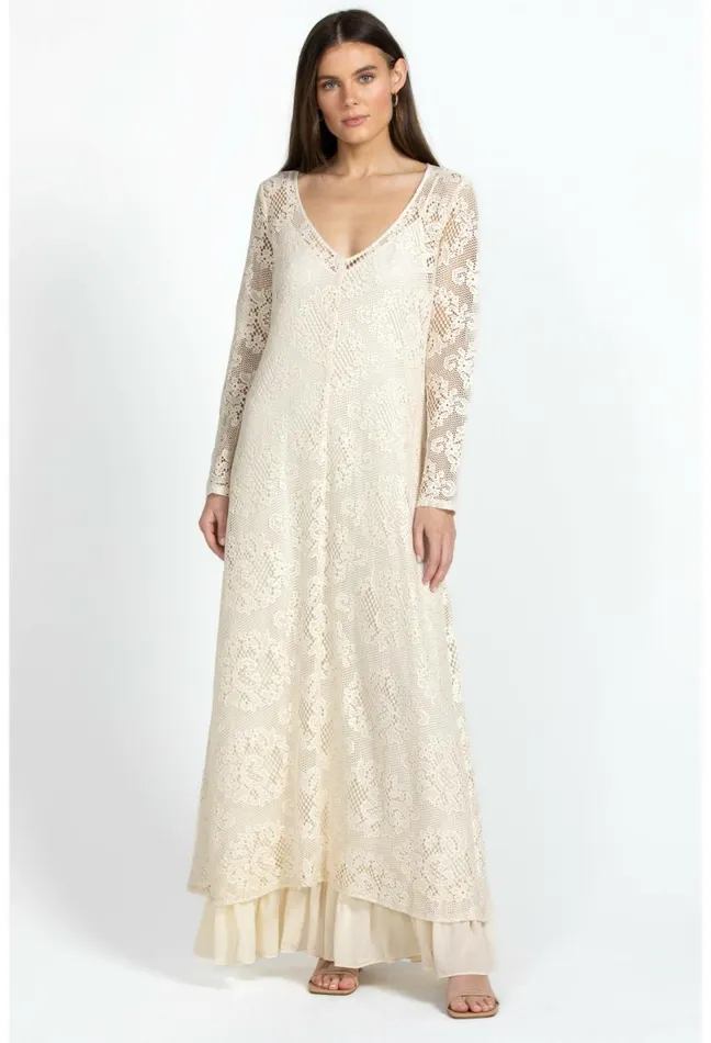 Women Johnny Was Dresses Tayla Maxi Dress Ecru