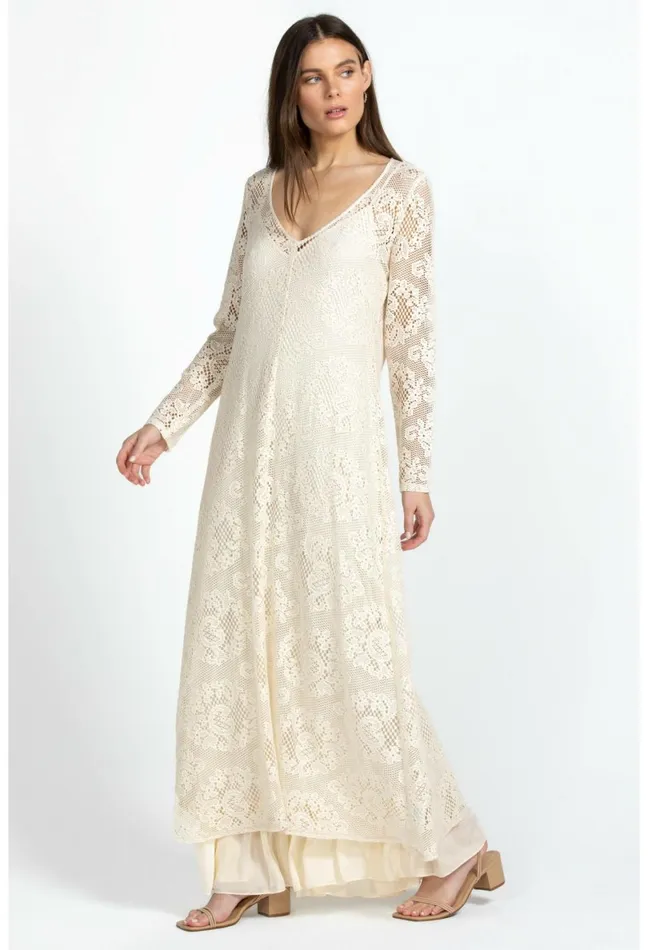 Women Johnny Was Dresses Tayla Maxi Dress Ecru