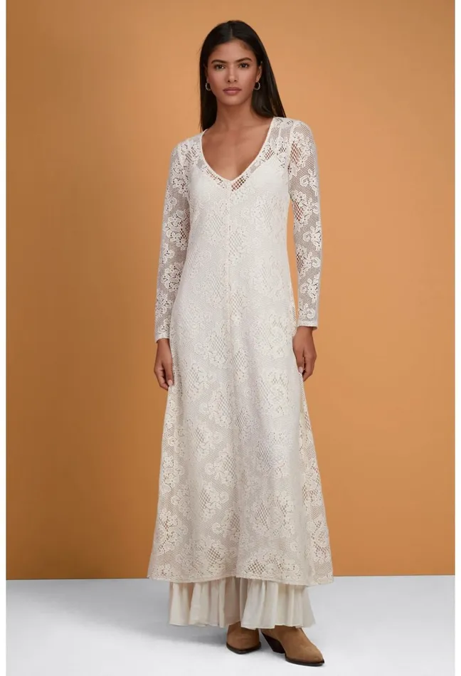 Women Johnny Was Dresses Tayla Maxi Dress Ecru