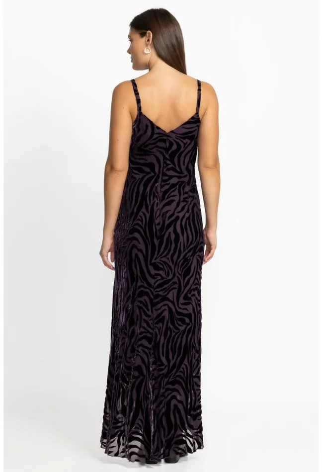 Women Johnny Was Dresses Twilight Silk Maxi Dress Eggplant