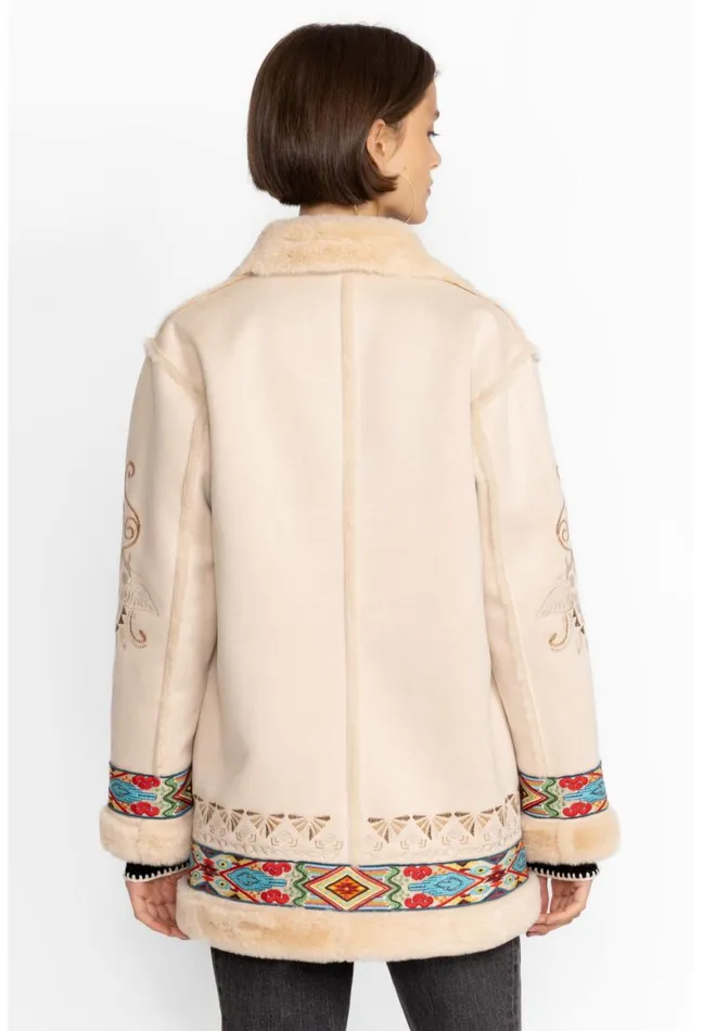 Women Johnny Was Outerwear Hepburn Ski Fur Coat Cream