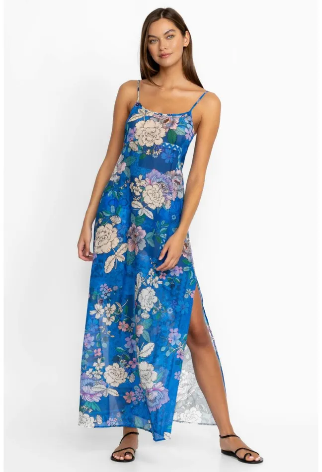 Women Johnny Was Swim and Resort Blue Dove Back Tie Strappy Maxi Dress Blue Dove