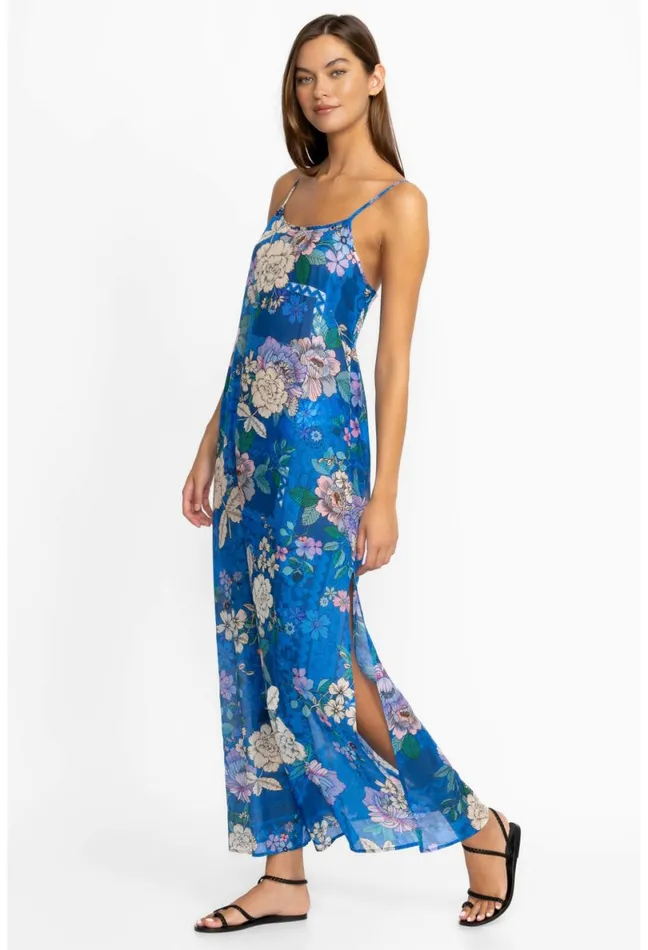 Women Johnny Was Swim and Resort Blue Dove Back Tie Strappy Maxi Dress Blue Dove