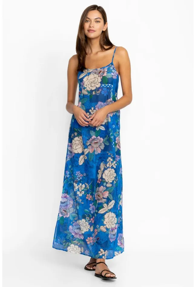 Women Johnny Was Swim and Resort Blue Dove Back Tie Strappy Maxi Dress Blue Dove